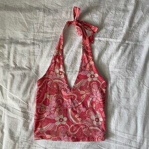 Hollister Pink Floral Halter Tank Top